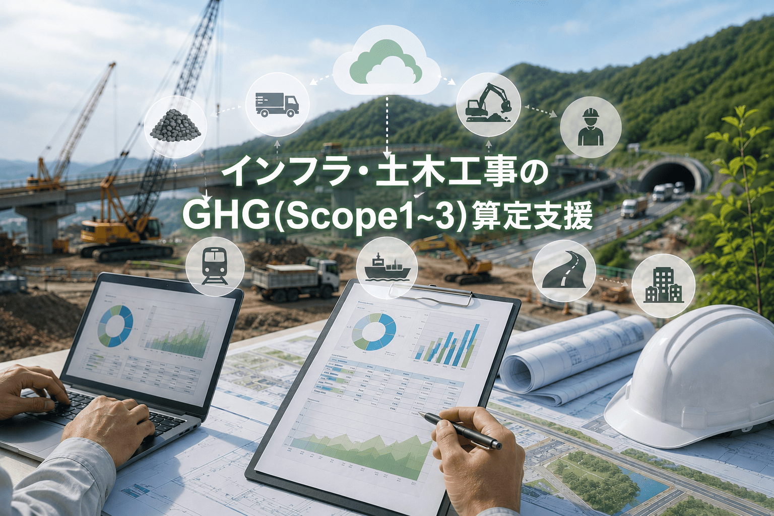 インフラ・土木工事のGHG(Scope1~3)算定支援